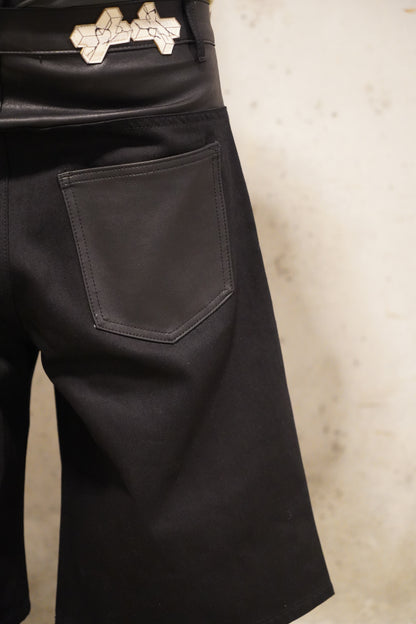 Denim Leather Short