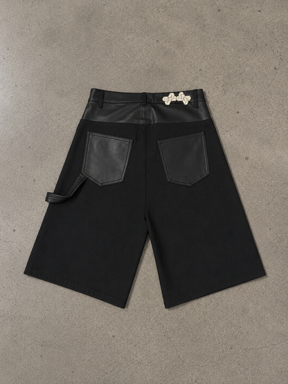 Denim Leather Short