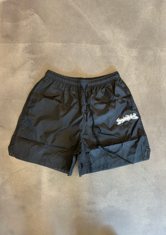 Black Nylon "Utility" Shorts