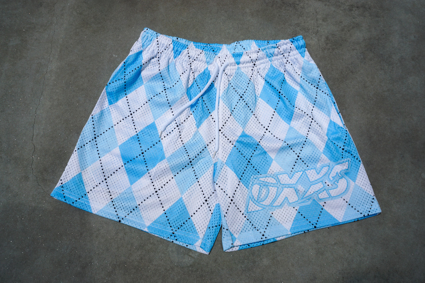 "Bleu Ciel" Diamond Mesh Shorts